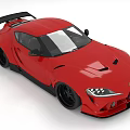 Red Modified Sports Car With Aerodynamic Body And Rear Wing