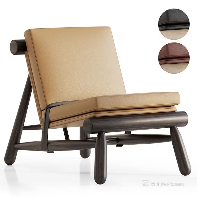 Modern Accent Leisure Chair With Beige Cushion Dark Frame Sleek Design And Color Variations 3d model 