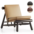 Modern Accent Leisure Chair With Beige Cushion Dark Frame Sleek Design And Color Variations