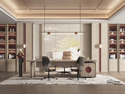 New Chinese Office General Manager Office 3d model