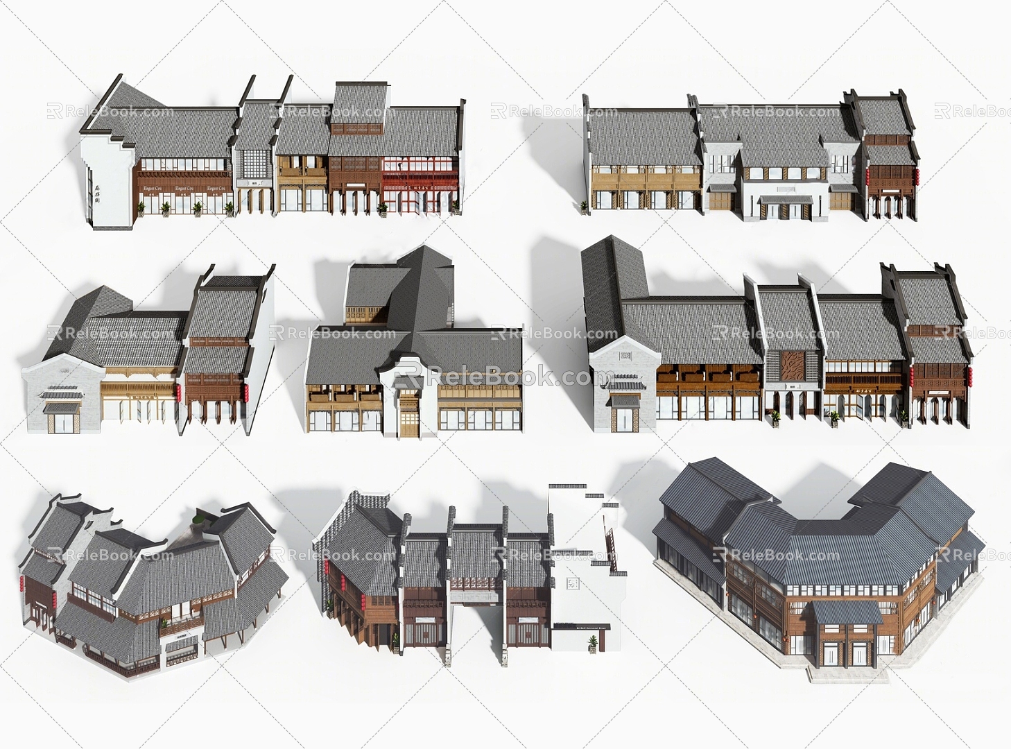 Commercial Building Commercial Street Shop Combination Pedestrian Street Commercial Building Combination Antique Commercial Street 3d model