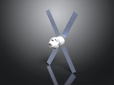 White Spacecraft With Cross Shaped Solar Panels For Cosmic Exploration Mission 3d model