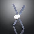 White Spacecraft With Cross Shaped Solar Panels For Cosmic Exploration Mission
