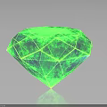 Vibrant Green Faceted Diamond With Blue Center And Reflective Surface