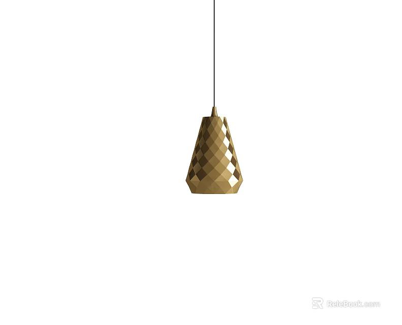 Modern Gold Conical Pendant Light With Diamond Pattern For Home Decoration 3d model 