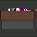 Billiard Table Interior With Green Felt Surface Colorful Balls Cue And White Cue Ball