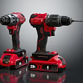 Red And Black Cordless Drill Weapon Featuring 20V Battery And Two Pieces Design