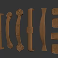 Modern handle metal handle French handle round handle long handle cabinet door handle 3d model