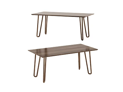 Sleek Contemporary Dining Tables For Home Interior With Wooden Top And Metal Legs 3d model