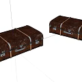Two Vintage Brown Leather Suitcases with Metal Buckles and Straps on White Background
