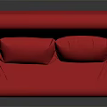 Modern Red Upholstered Sofa Bed With Two Pillows And White Legs