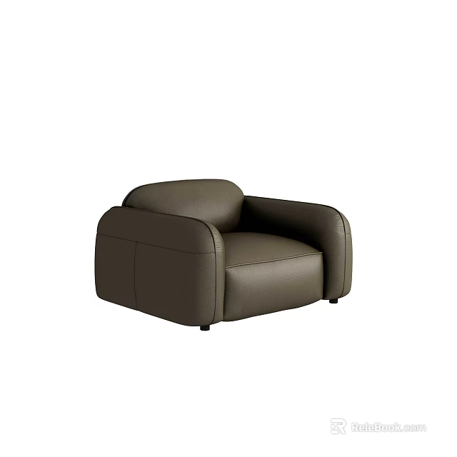 Modern Single Sofa With Leather Upholstery Round Armrest And Minimalist Design 3d model