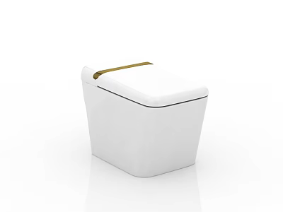 Modern White Toilet Design With Sleek Ceramic Body And Gold Accent Decoration 3d model