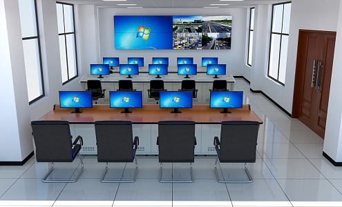 modern monitoring room 3d model