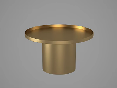 Sleek Golden Round Coffee Table With Metal Cylinder Base And Smooth Top 3d model