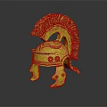 Roman Style White Helmet With Transparent Visor Red Feathers And Gold Accents