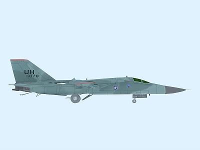 Light Green UH-67 Fighter Jet With Extended Landing Gear And Weapon Mounts 3d model