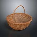 Durable Round Woven Wicker Basket With Handle For Home Storage Organizing 3d model