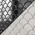 Modern Interior Wall Decor With Scale Like Pattern Metallic Circular Tiles 3d model