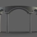 Curved Gray Stone Roman Columns In Archway Structural Design Elements 3d model