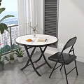 Modern Folding Leisure Chair in Indoor Space with Marble Top Table Green Plants City View