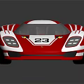 Red and White Racing Car with Number 23 and Streamlined Body Design