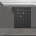 Elegant Modern Tea Cabinet Interior With Shelves And Tea Sets 3d model