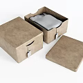Brown Fabric Storage Boxes For Home Organizing With Open Case And Gray Cloth Lining 3d model
