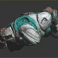 Detailed Fantasy Armored Warrior Character With Green Armor Helmet Standing Pose