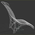 Wooden Lounge Chair With Curved Backrest And Slatted Seat For Outdoor Use