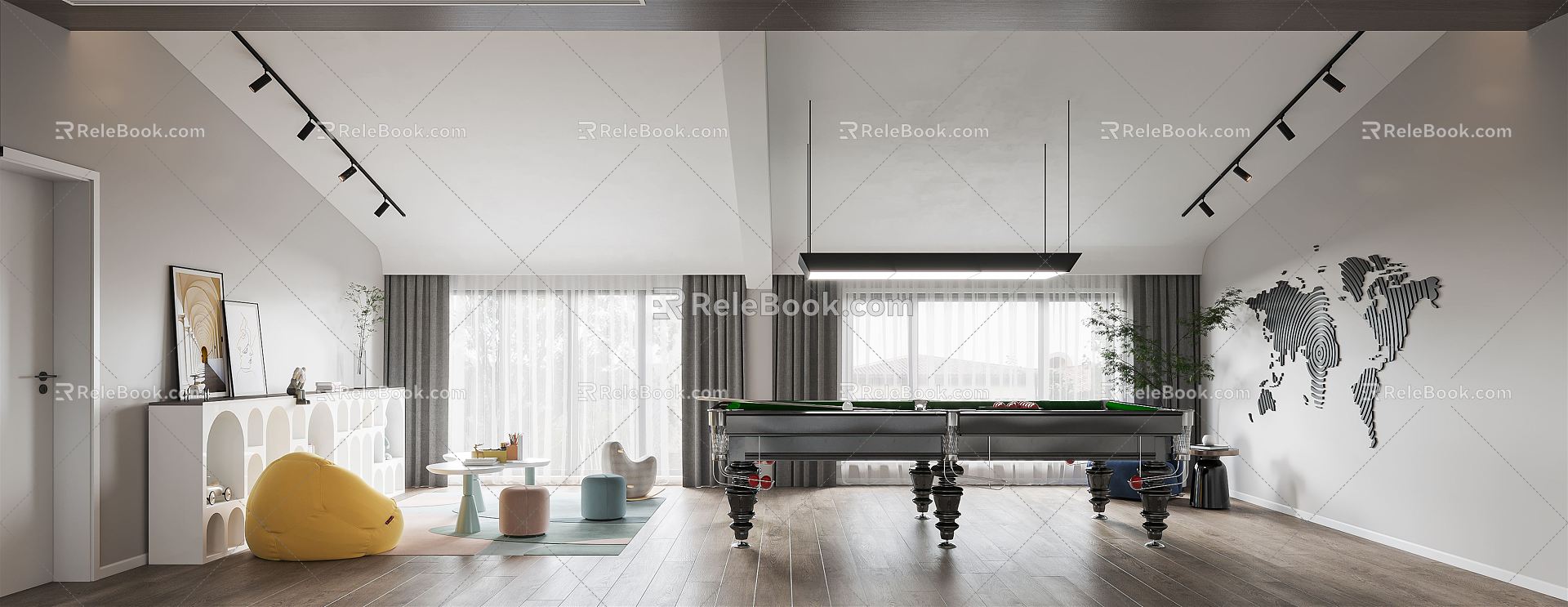 Villa Billiard Room Modern Entertainment Room 3d model