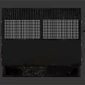 Industrial Metal Cabinet With Gray Body Red Doors Ventilation Grilles Control Panel And Warning Signs