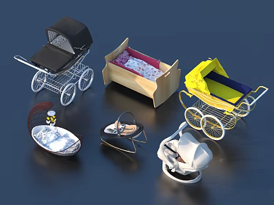 Stylish Wooden Children's Bed With Soft Mattress And Safe Rail Design For Kids 3d model