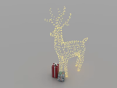 Deer Shaped Decorative Light With Fairy Lights And Festive Gift Boxes 3d model