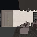 Modern Home Theater Interior With Starry Ceiling Large Screen And Comfortable Recliners