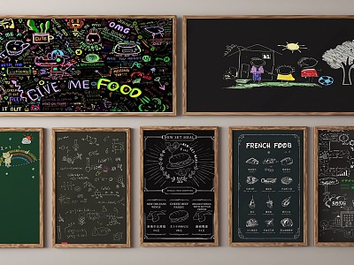 Blackboard blackboard graffiti wall chalk drawing small blackboard drawing chalk graffiti 3d model