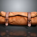Brown Rolled Leather Bag With Belt Buckle Closure And Classic Design