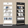 Modern White And Black Open Multi Shelf Bookcase Holding Magazines In Room