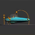 Blue Spacecraft Model with Astronaut Figures in Cosmic Exploration Scene Setup