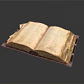 Old Open Book With Yellowed Pages And Handwritten Text On Dark Base