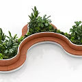 Modern Curved Banquette Sofa Brown And White Design With Green Plants In Interior