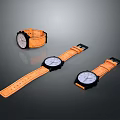 Stylish Everyday Watches Featuring Orange Leather Straps White Dials And Black Cases