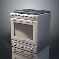 Stainless Steel Kitchen Stove With Gas Cooktop Oven And Control Knobs 3d model
