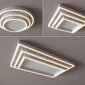 Modern Ceiling Lights With Round And Square Shapes And LED Strip Lighting Design