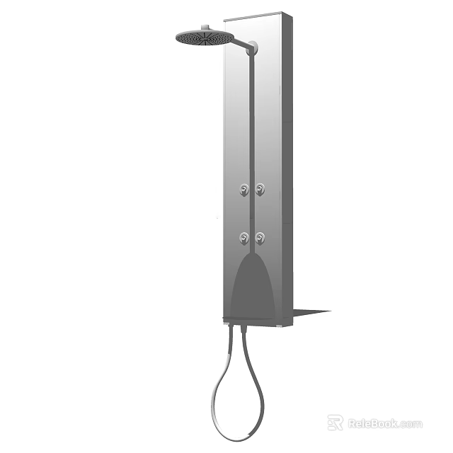 Sleek Chrome Shower Panel With Wall Mounted Design And Control Knobs 3d model 
