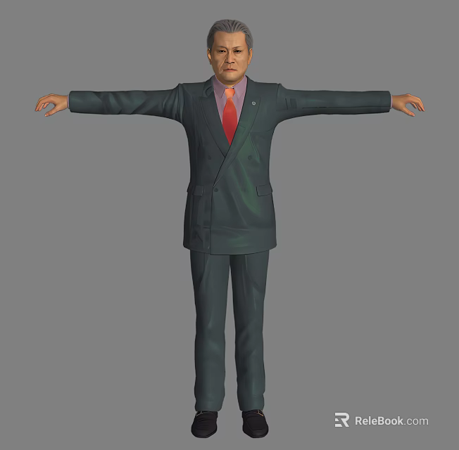 Game or Movie Character in Dark Suit With Red Tie and Arms Outstretched 3d model 