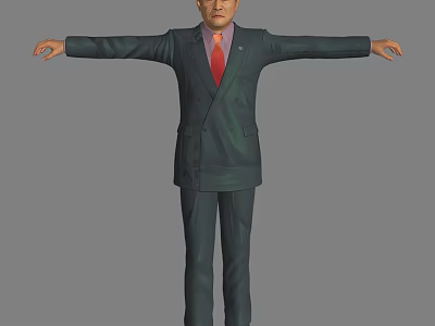 Game or Movie Character in Dark Suit With Red Tie and Arms Outstretched 3d model