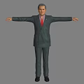 Game or Movie Character in Dark Suit With Red Tie and Arms Outstretched
