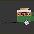 Green Taco Food Trailer with Orange Roof TACO HUB Sign and Ramp Entrance