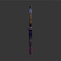 Mystical Crescent Star Magic Staff With Purple Handle Yellow Accents And Central Gemstone